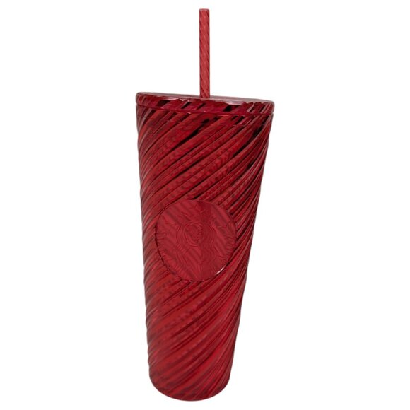 NEW Starbucks Christmas 2024 Red Swirl Venti 24oz Tumbler Cold Cup Holiday - Picture 2 of 9